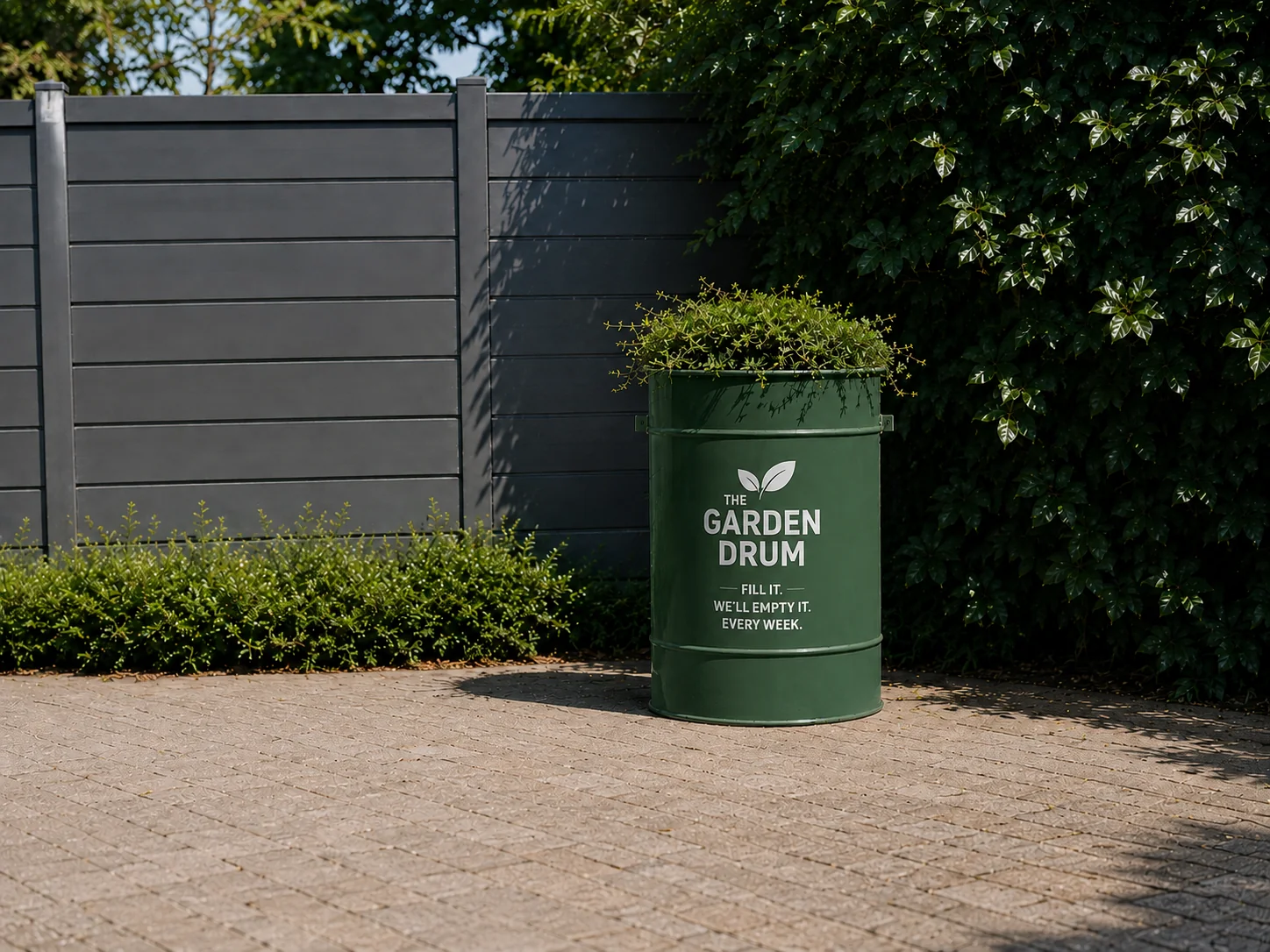 Beautiful modern South African home with a landscaped garden featuring the tan Garden Drum